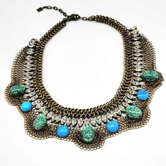 Dannijo Chainmail Mesh Statement Collar with Swarovski Crystals and Glass Stones - Picture 5 of 12
